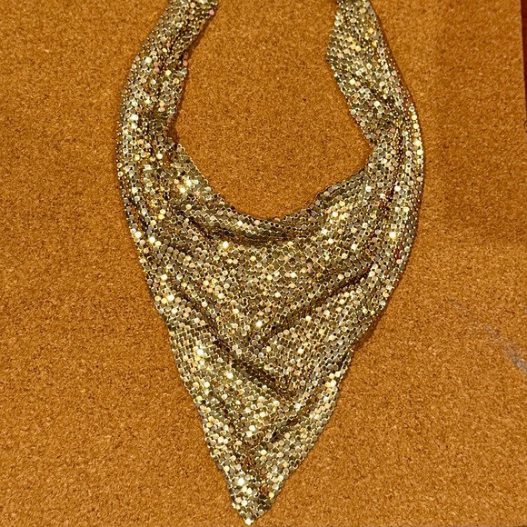 Amazing Vintage Whiting & Davis Co. Gold Mesh Scarf Collar Necklace/ Statement - Picture 12 of 14
